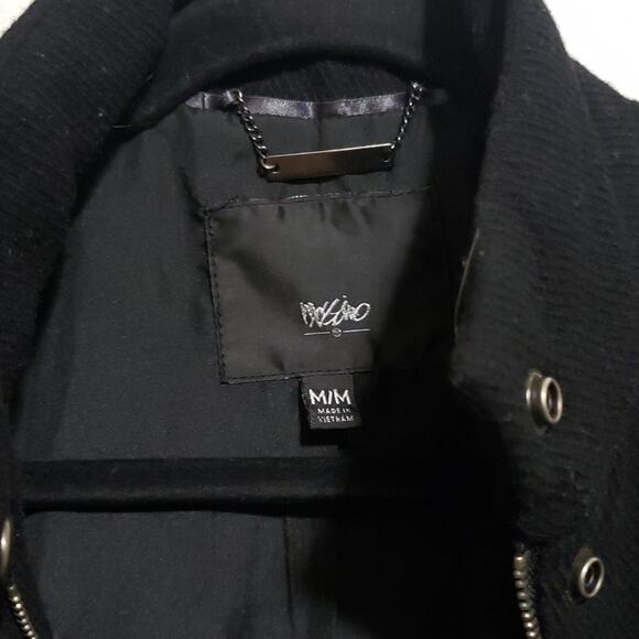 Mossimo Supply Co. Black Peacoat with Zipper Closure and Ruffle - Picture 4 of 9